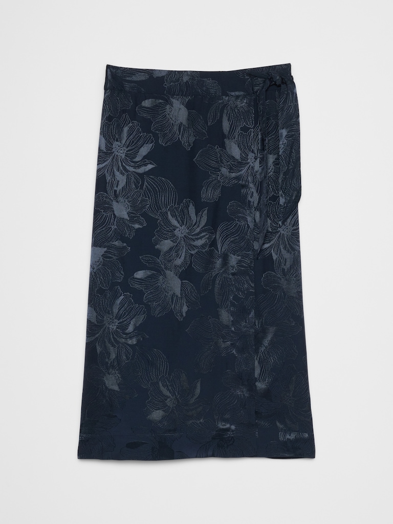 Jacquard Wrap Midi Skirt