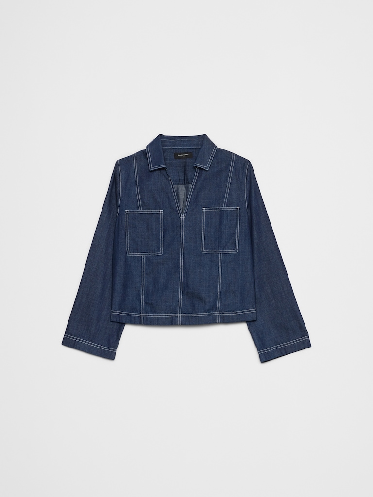 Chambray Popover Top