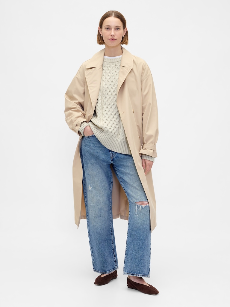 100% Cotton Oversized Cable-Knit Sweater