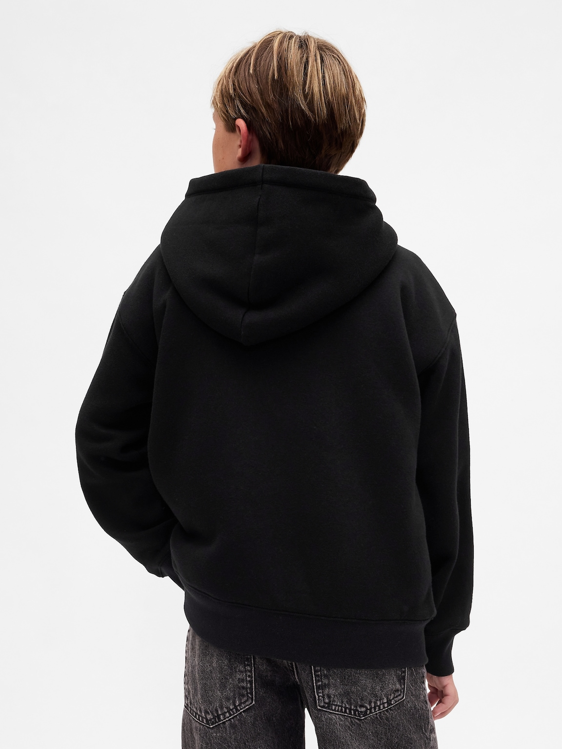 Kids Relaxed Sherpa-Lined Zip Logo Hoodie