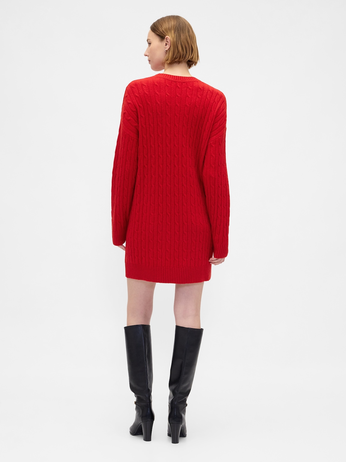 CashSoft Cable-Knit Mini Sweater Dress