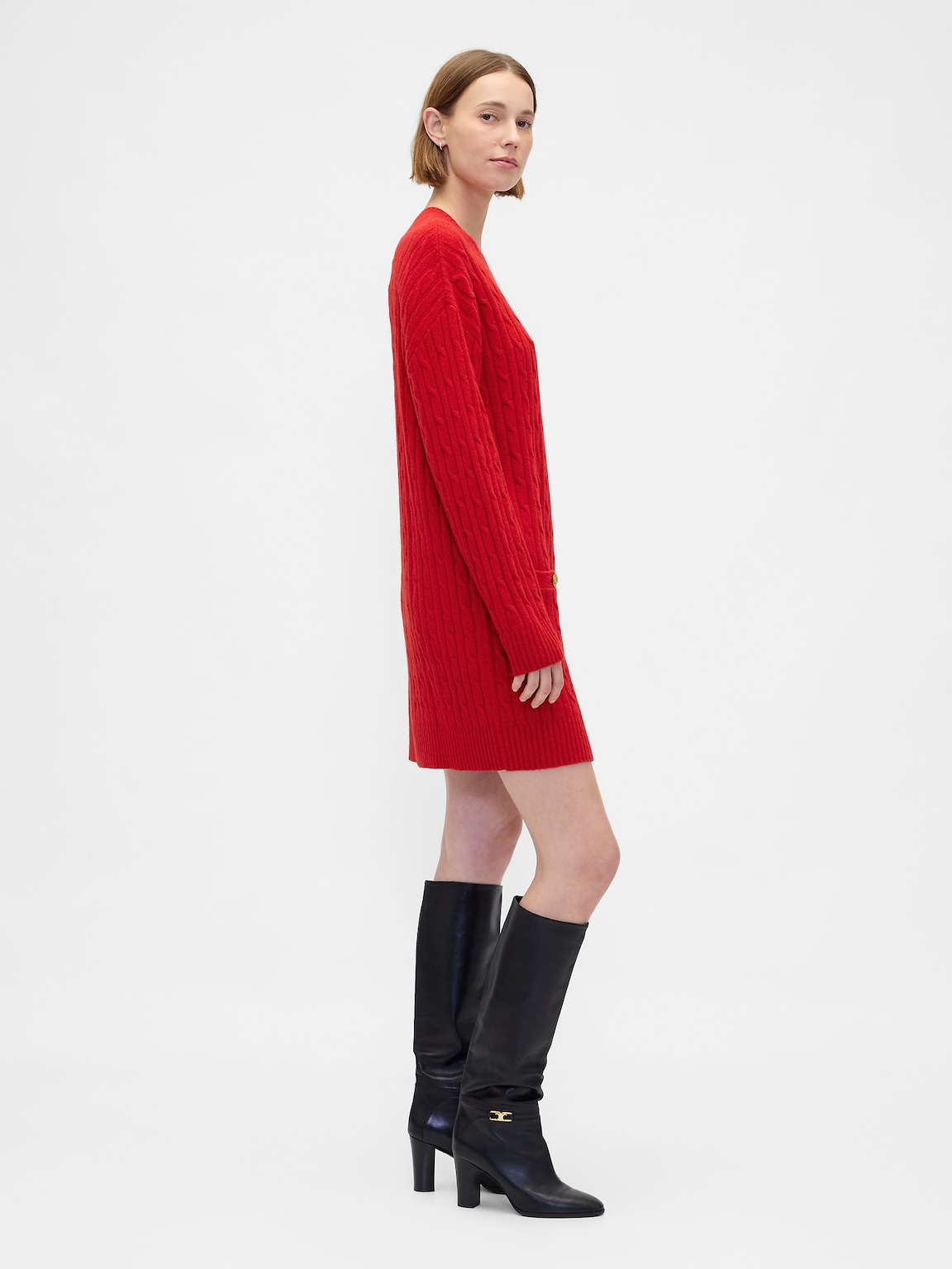 CashSoft Cable-Knit Mini Sweater Dress