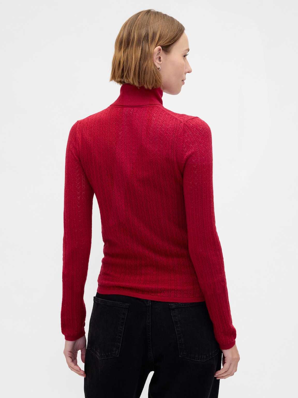 Pointelle Turtleneck Sweater