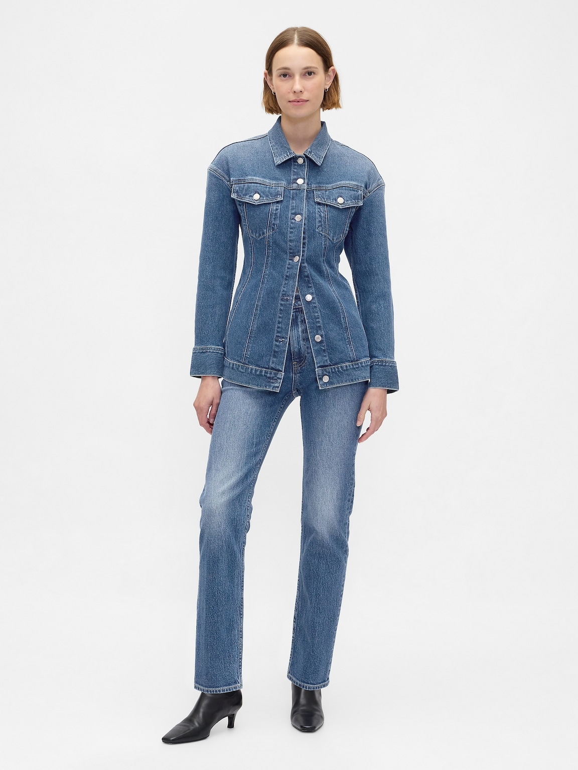 Contoured Longline Denim Jacket