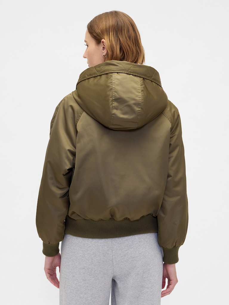 Faux Fur-Lined Hooded Utility Jacket