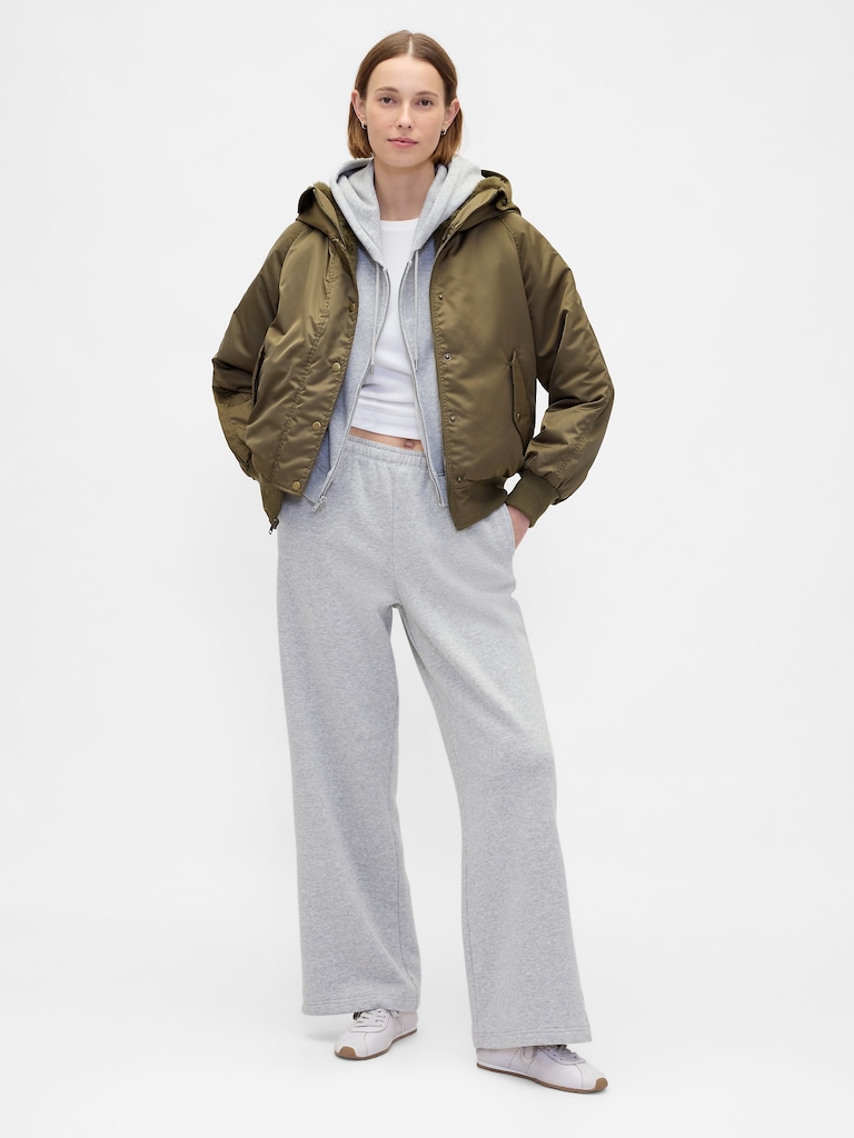 Faux Fur-Lined Hooded Utility Jacket