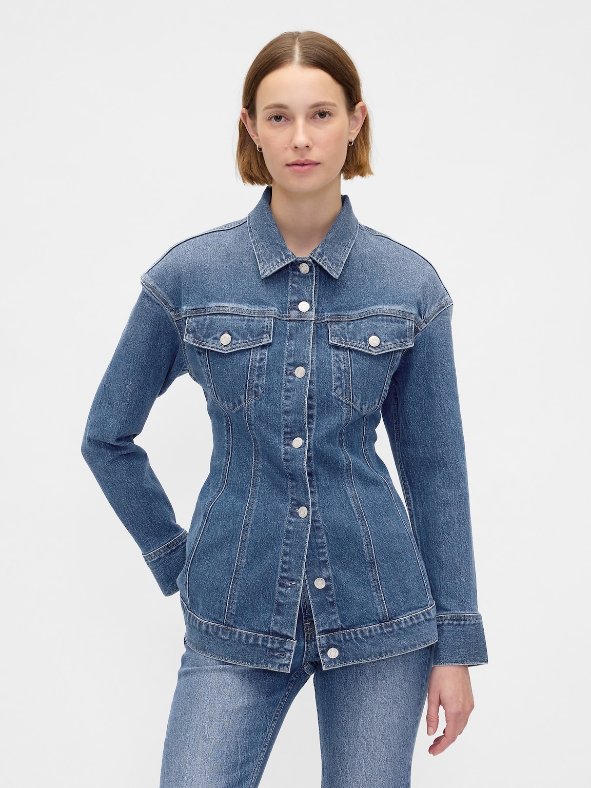 Contoured Longline Denim Jacket