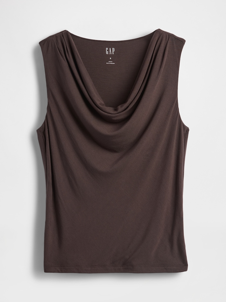 Cropped Cowl-Neck Tank Top