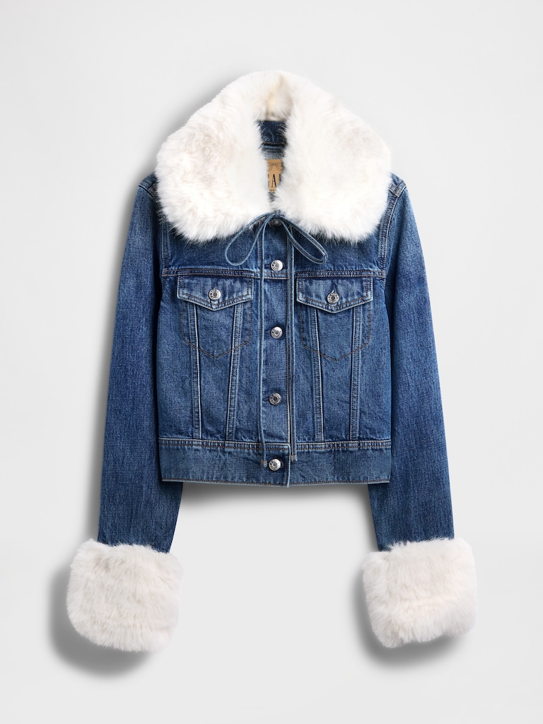Gap × Sandy Liang Vegan Fur Crop Denim Jacket