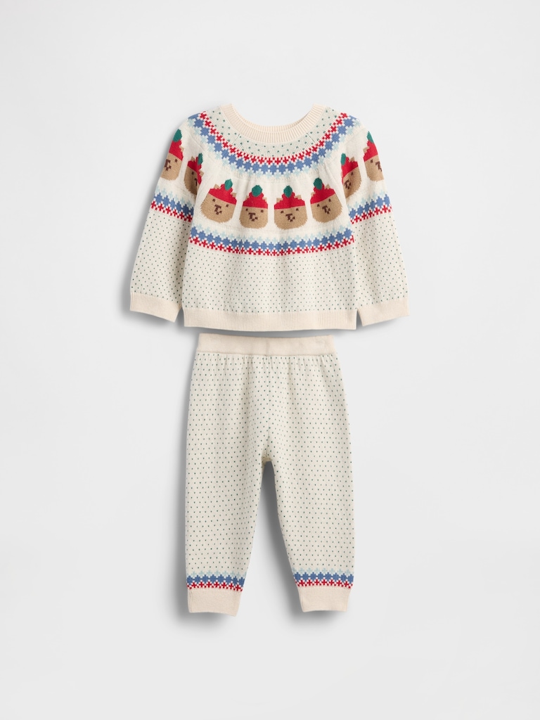 Baby Bear Fair Isle Sweater Outfit Set