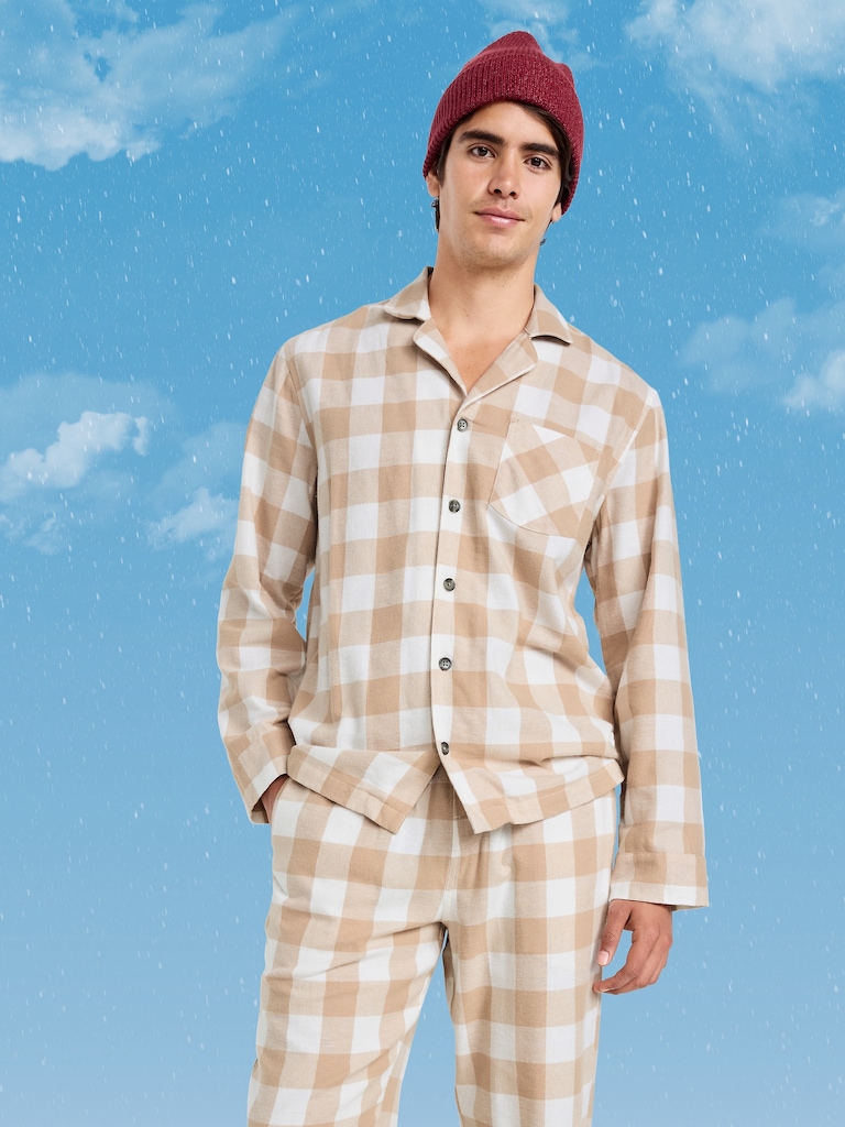 Plaid Flannel Pajama Set for Men