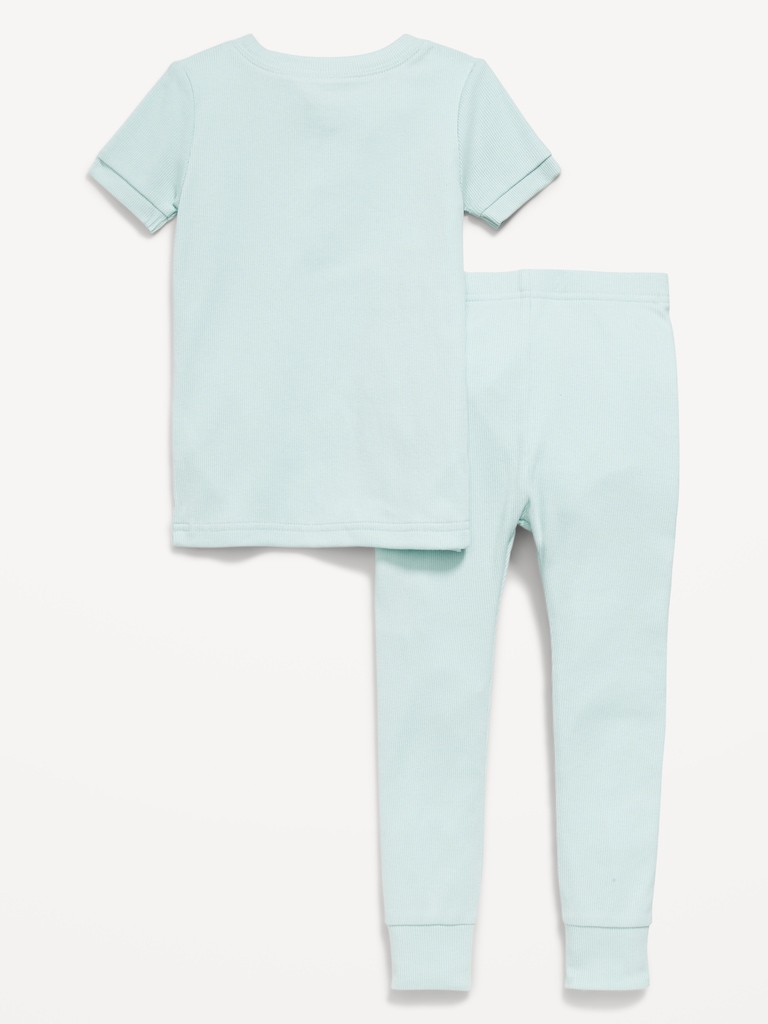 Snug-Fit Ribbed Pajama Set for Toddler & Baby
