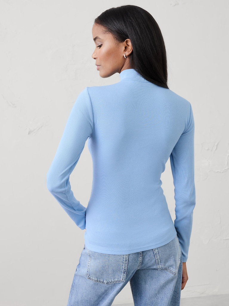 Ribbed Mock-Neck Top