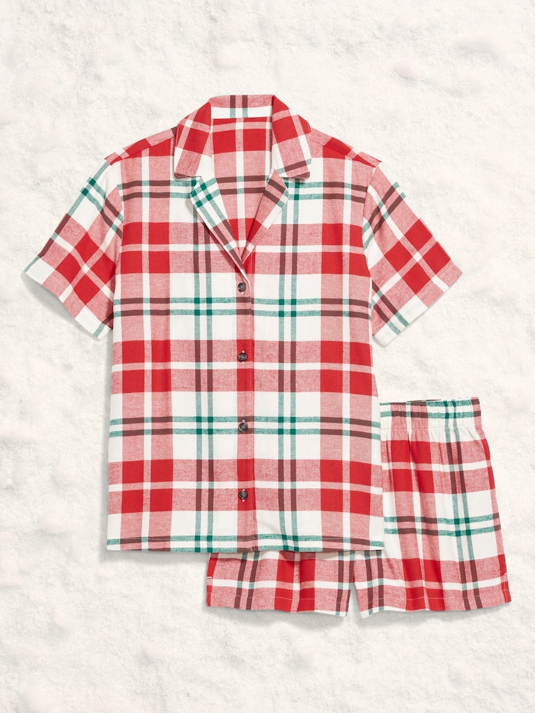 Plaid Flannel Pajama Short Set for Women