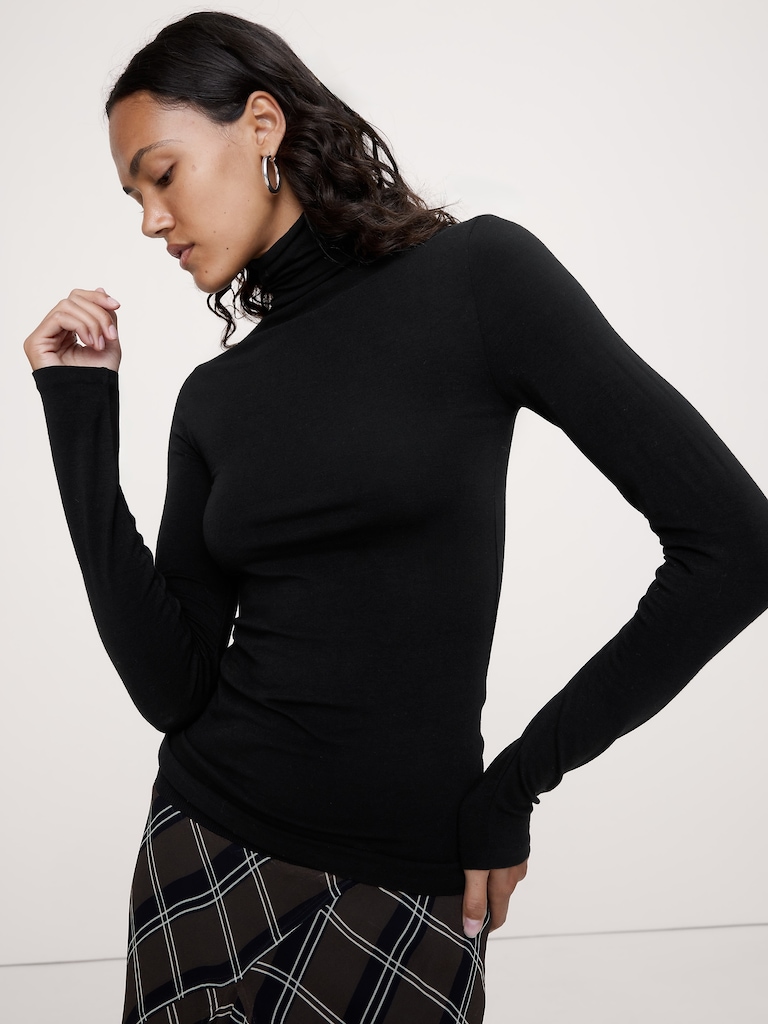 Luxe Wool-Blend Turtleneck T-Shirt