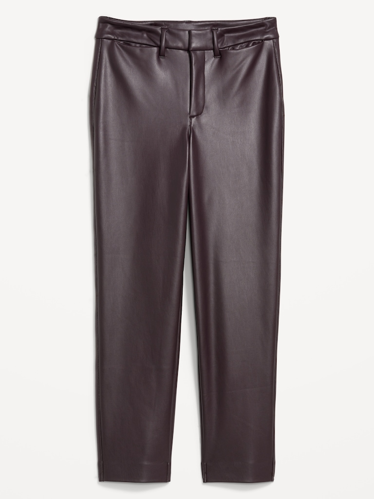 High-Waisted Faux-Leather Pixie Straight Pants