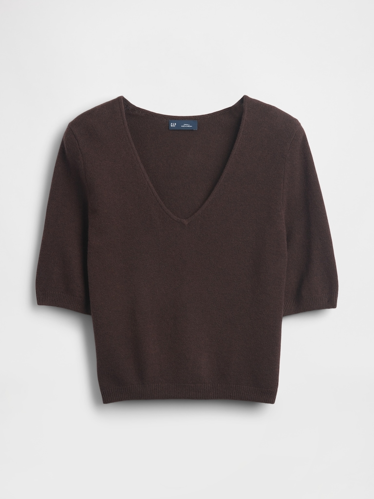 CashSoft Elbow Sleeve Crop Sweater