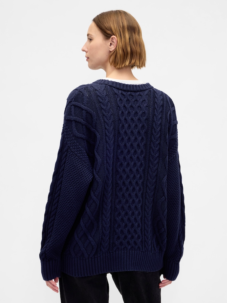 100% Cotton Oversized Cable-Knit Sweater