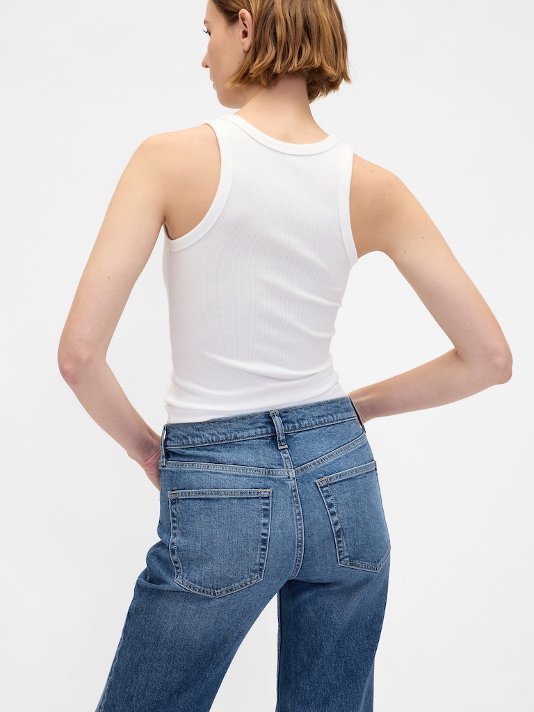 Mid Rise Relaxed Straight Jeans