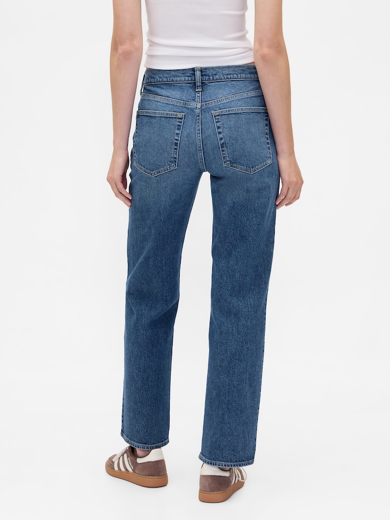 Mid Rise Relaxed Straight Jeans