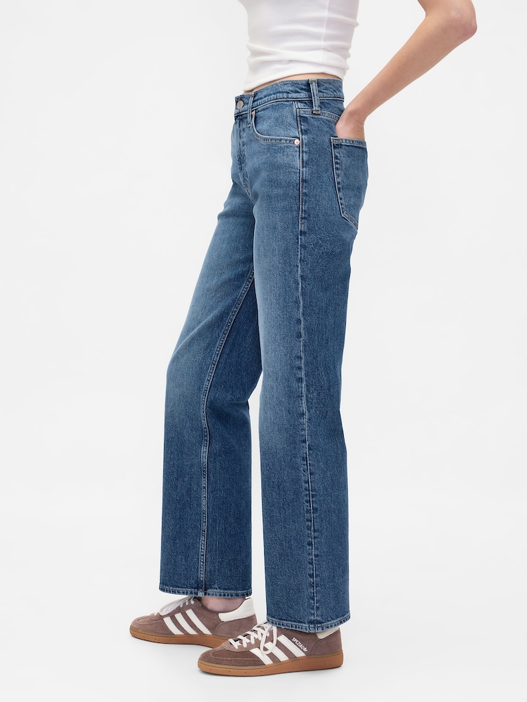 Mid Rise Relaxed Straight Jeans