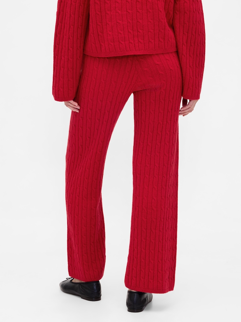CashSoft Cable-Knit Sweater Pants