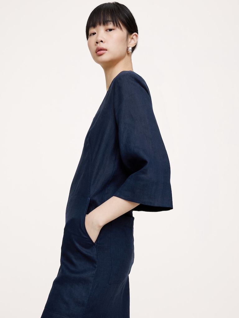 Linen Scoop-Neck Maxi Dress