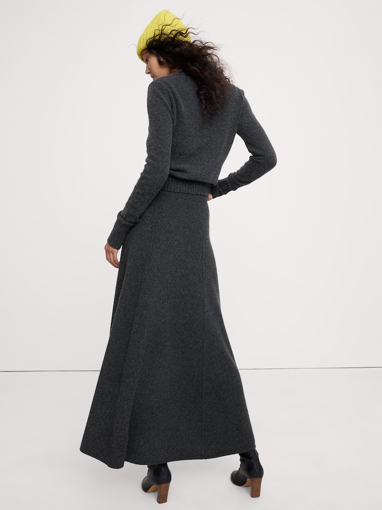 Merino-Cotton Midi Sweater Skirt