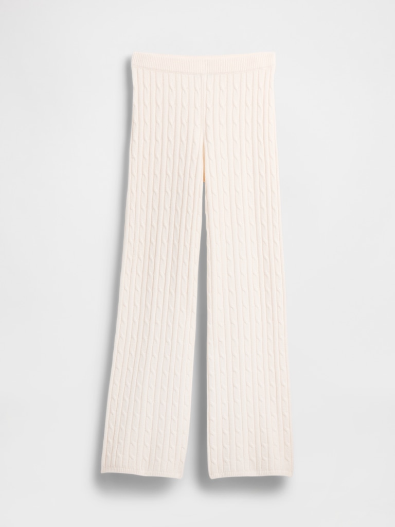 CashSoft Cable-Knit Sweater Pants