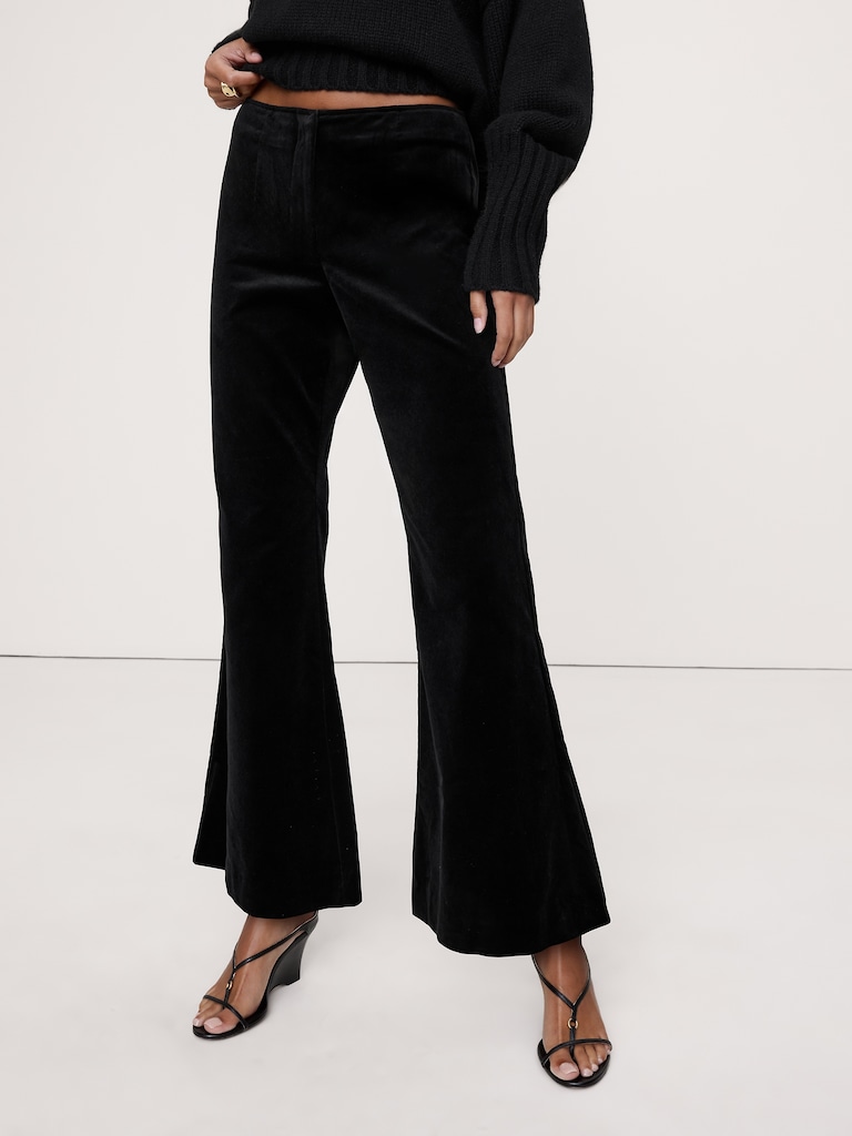 Mid-Rise Flare Velvet Pant