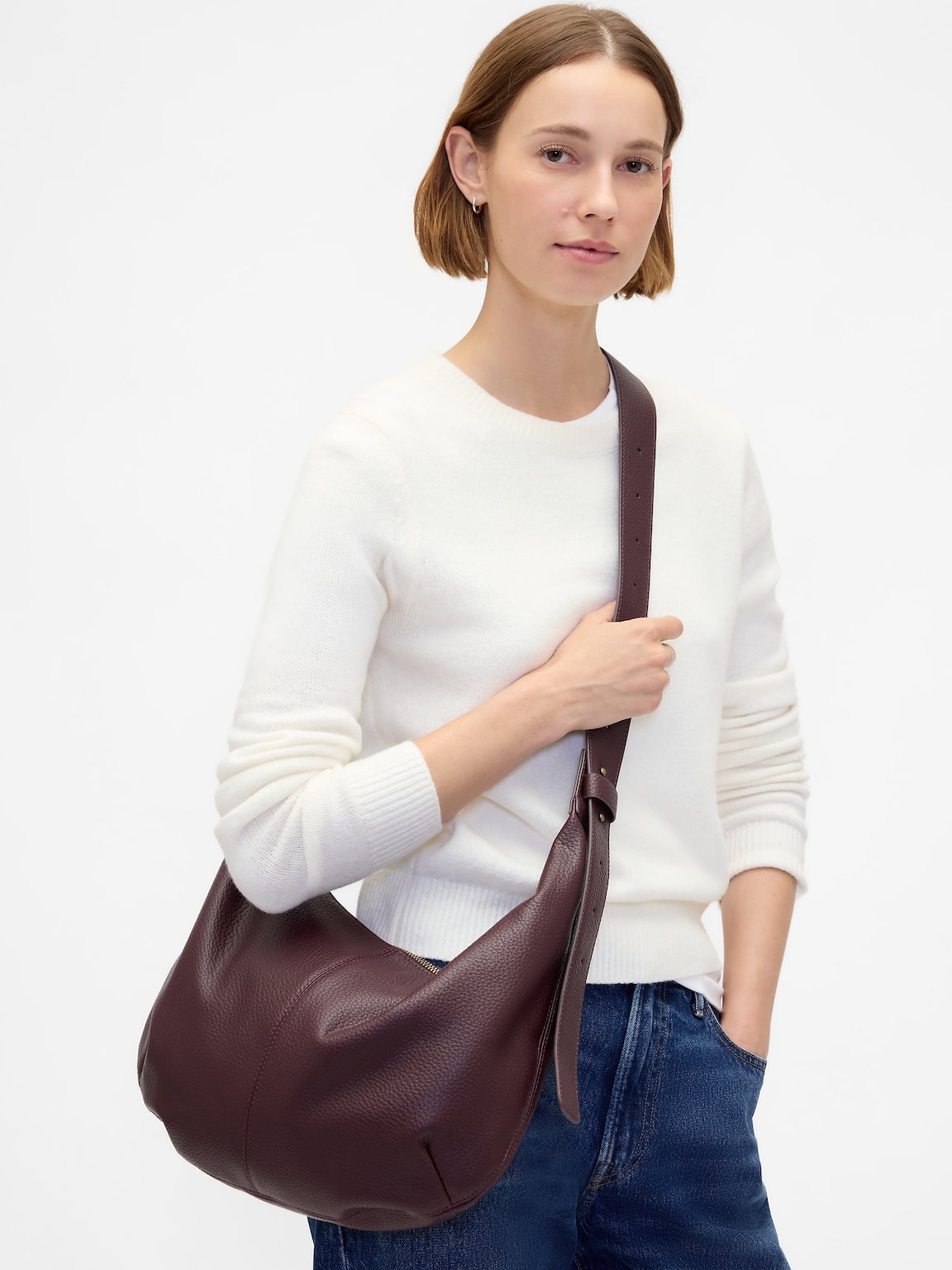 Vegan Pebble Leather Slouchy Crossbody Bag
