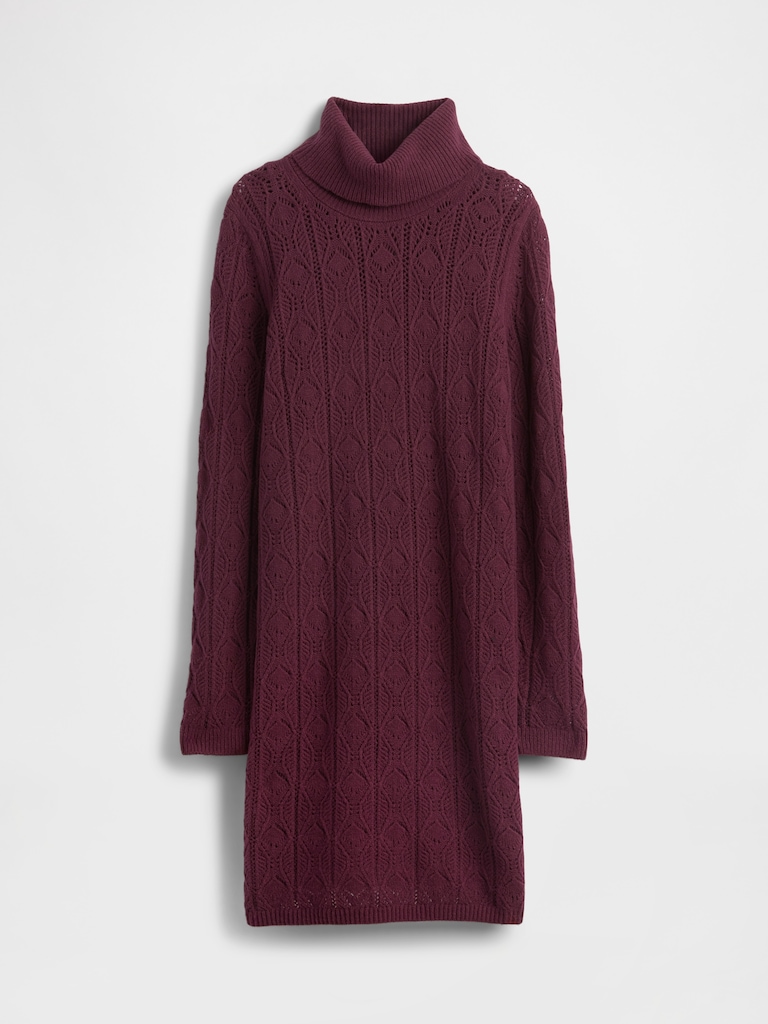 CashSoft Pointelle Turtleneck Sweater Dress