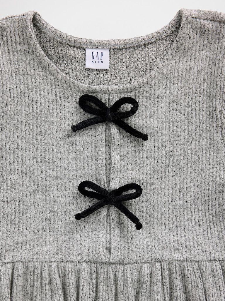 Kids Softspun Rib Bow-Front Dress