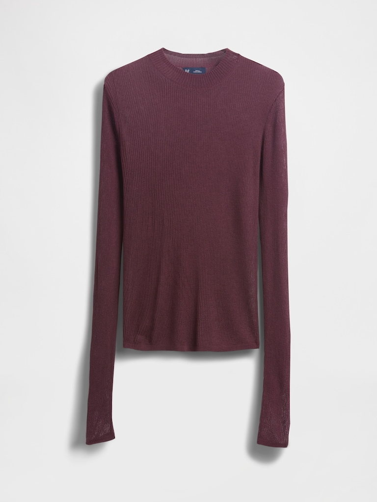 High-Neck Sheer Sweater