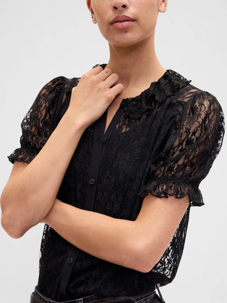 Lace Puff Sleeve Top