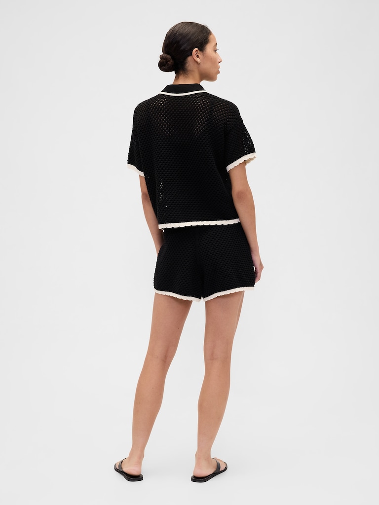 Relaxed Pull-On Crochet Sweater Shorts