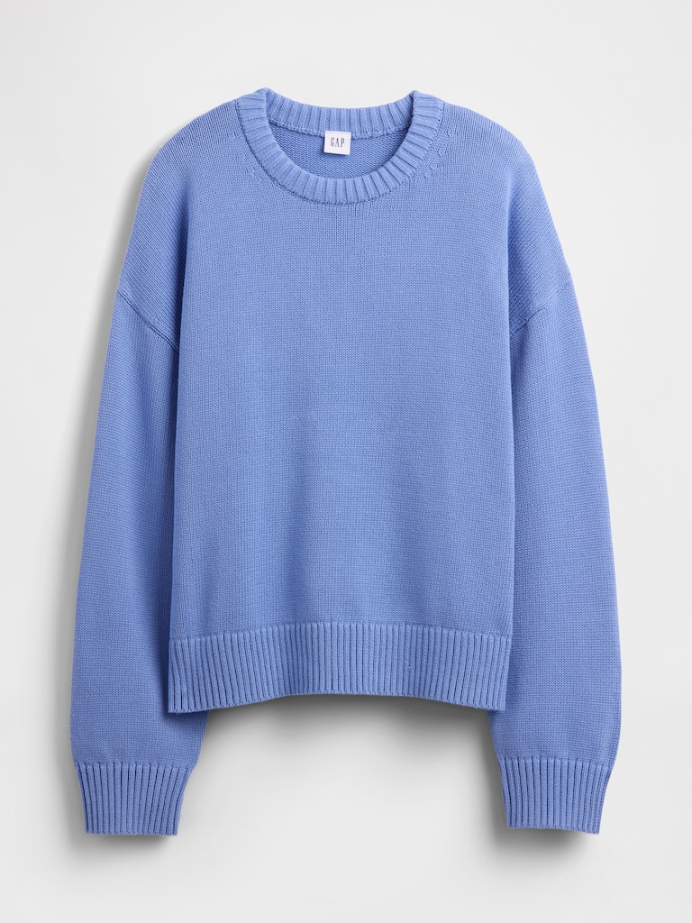 Relaxed Cotton Crewneck Sweater