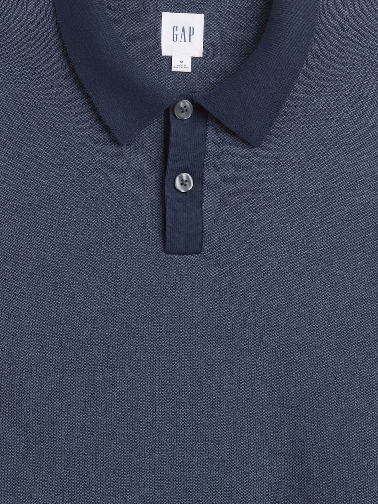 Relaxed Textured Polo Sweater Shirt