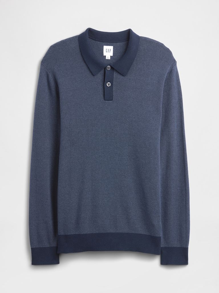 Relaxed Textured Polo Sweater Shirt