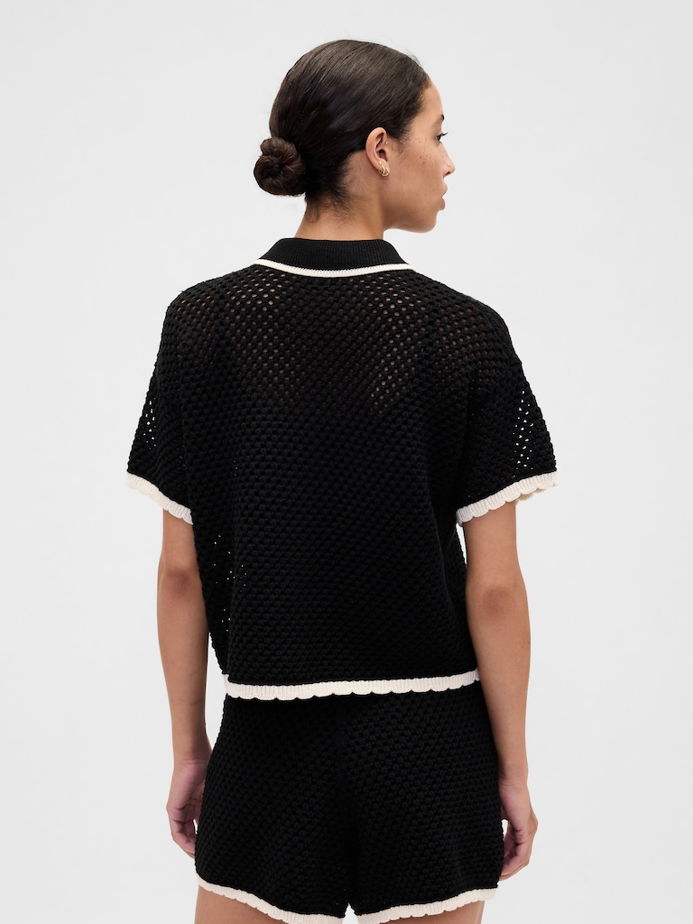 Relaxed Crochet Sweater Shirt