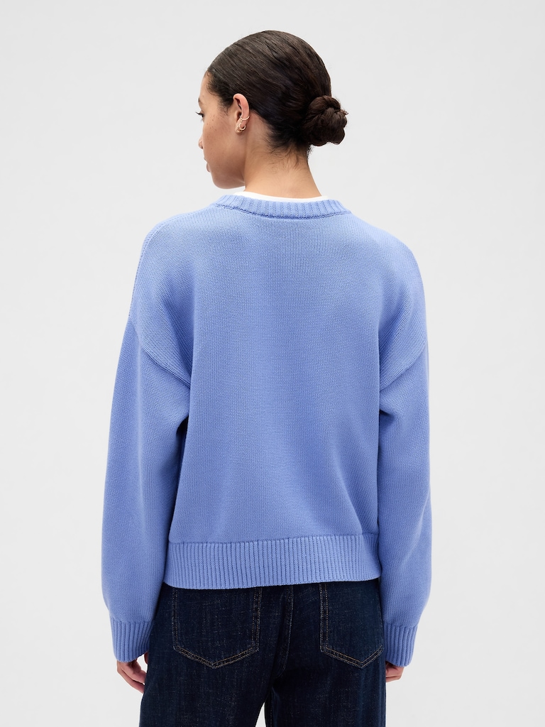 Relaxed Cotton Crewneck Sweater