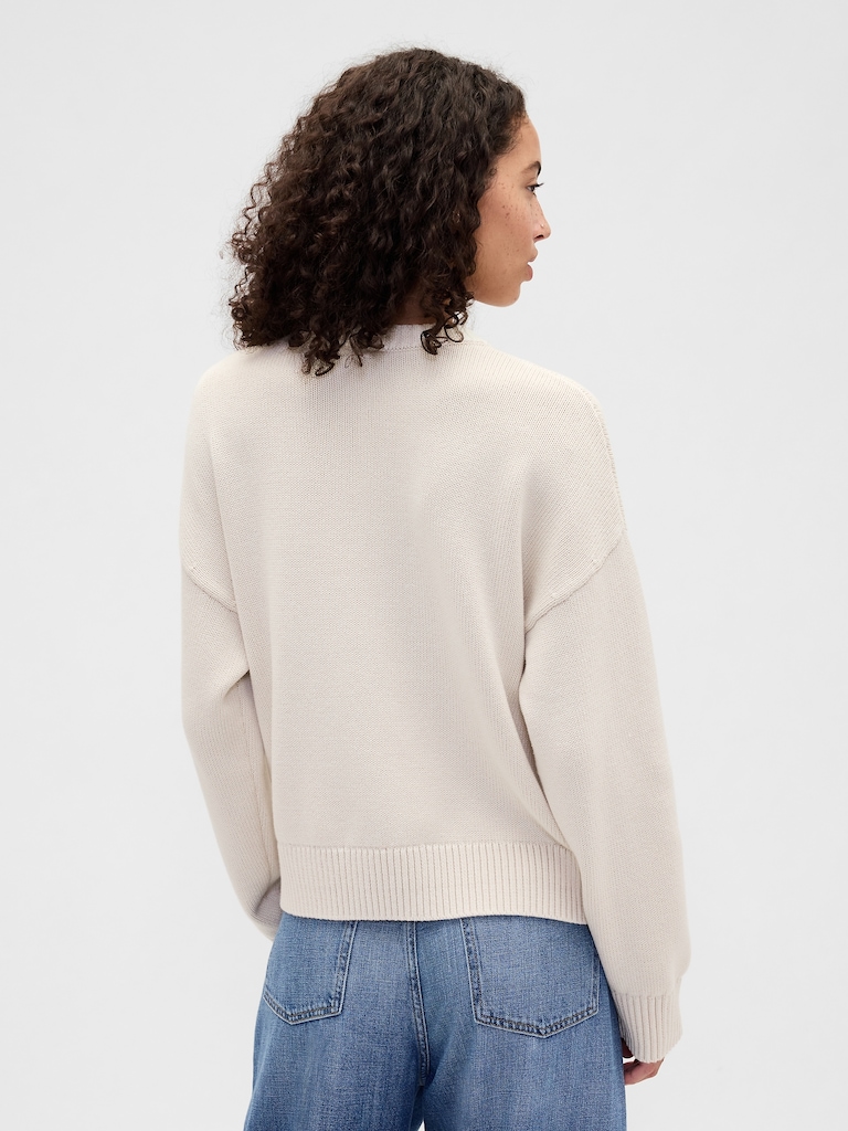 Relaxed Cotton Crewneck Sweater