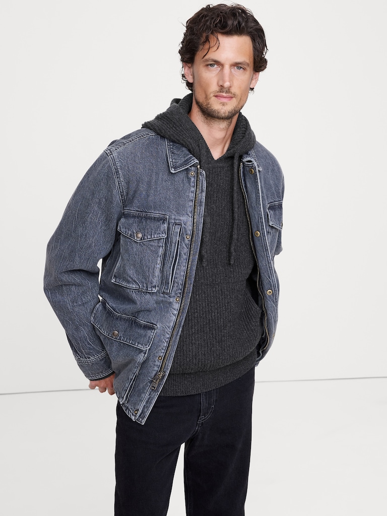 Merino-Cotton Sweater Hoodie