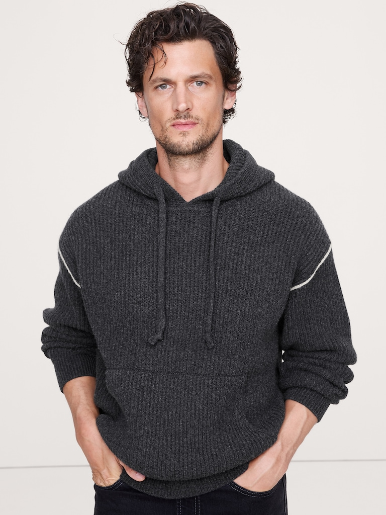 Merino-Cotton Sweater Hoodie