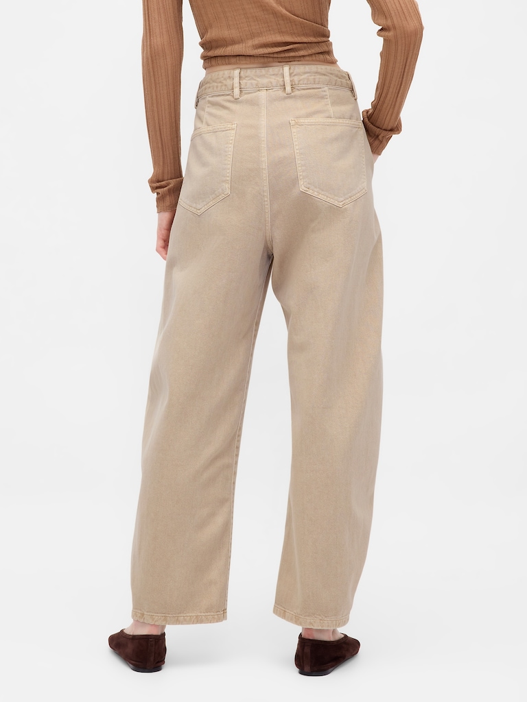 Mid Rise Twill Barrel Pants