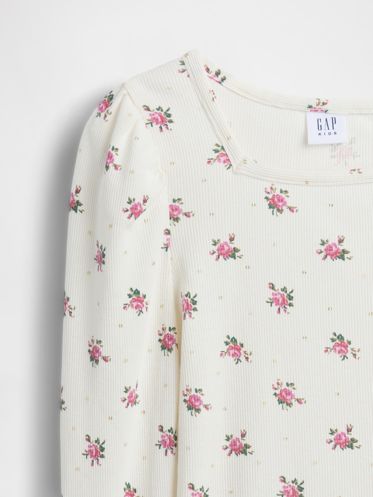 Kids Rib Puff-Sleeve Top