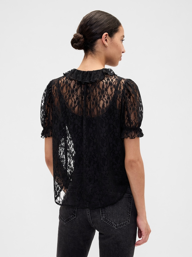 Lace Puff Sleeve Top