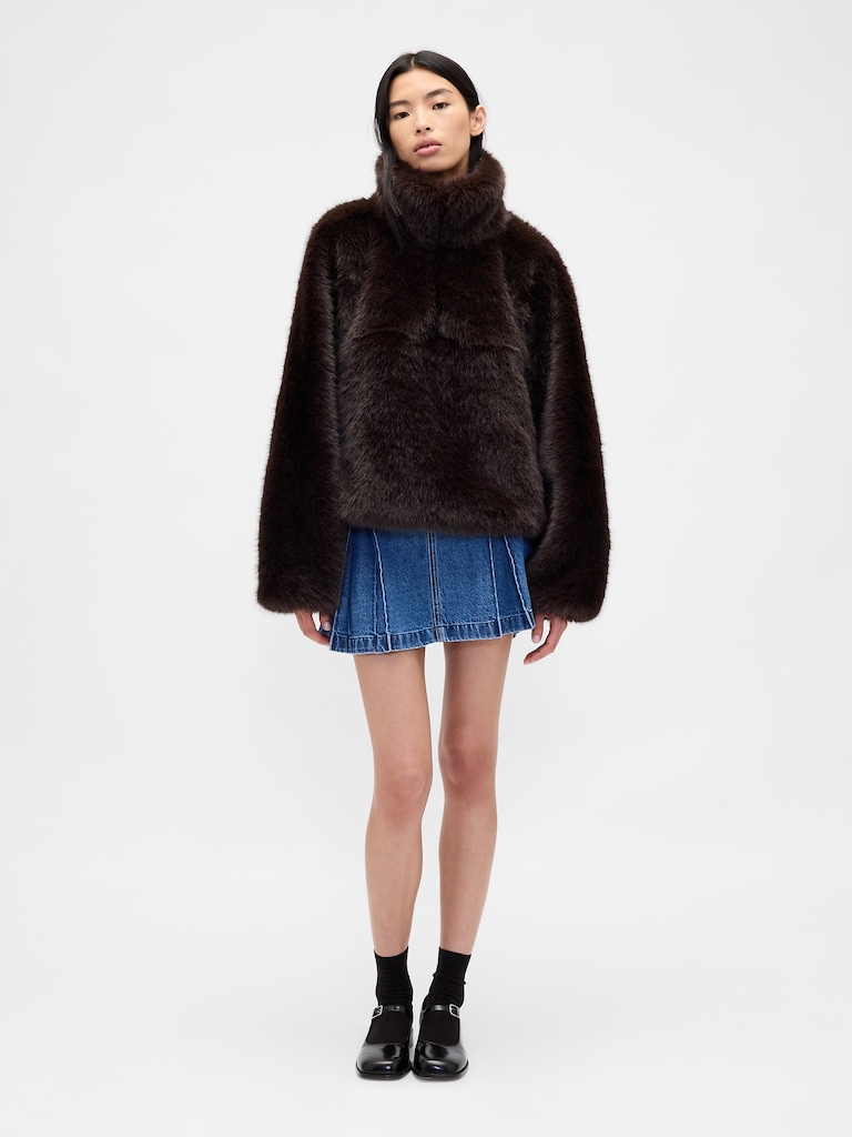 Gap × Sandy Liang Vegan Fur Half-Zip Pullover