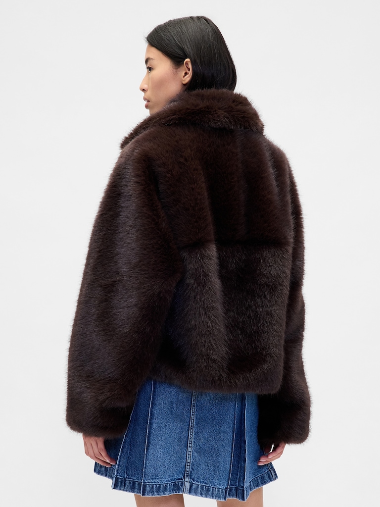 Gap × Sandy Liang Vegan Fur Half-Zip Pullover