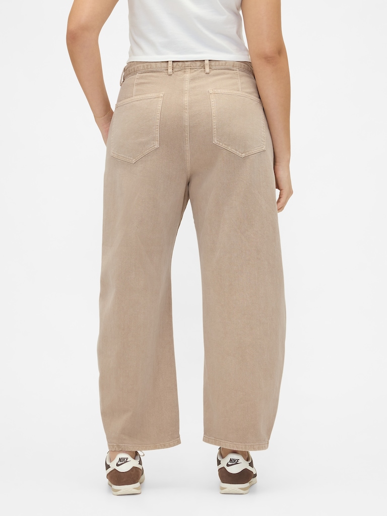 Mid Rise Twill Barrel Pants